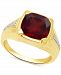 Men's Garnet (5-1/8 ct. t. w. ) & Diamond (1/10 ct. t. w. ) Ring in 18k Gold Over Sterling Silver
