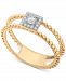 Wrapped Diamond Square Halo Double Band Beaded Ring (1/6 ct. t. w. ) in 14k Gold, Created for Macy's