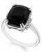Black Onyx (12 mm x 10 mm) Diamond Accent Ring in Sterling Silver
