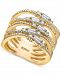 Effy Diamond Round & Baguette Multirow Statement Ring (1-1/10 ct. t. w. ) in 14k Gold