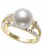 Belle de Mer Cultured Freshwater Pearl (9mm) & Diamond (1/6 ct. t. w. ) Openwork Ring in 14k Gold, Created for Macy's