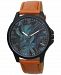 Inc International Concepts Men's Brown Faux-Leather Strap Watch 44mm, Created for Macy's