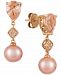 Le Vian Peach Morganite (1-1/2 ct. t. w. ), Pink Cultured Freshwater Pearl (9mm), and Diamond Accent Drop Earrings in 14k Rose Gold