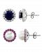 2-Pc. Set Cultured Freshwater Pearl (7mm), Lab-Created Gemstone, & Cubic Zirconia Stud Earrings and Jackets in Sterling Silver