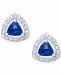 Lab-Created Blue Spinel (3/4 ct. t. w. ) & Cubic Zirconia Halo Trillion Stud Earrings in Sterling Silver