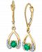 Emerald (5/8 ct. t. w. ) & Diamond (1/10 ct. t. w. ) Drop Earrings in 14k Gold