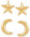 2-Pc. Set Moon & Star Stud Earrings in 10k Gold