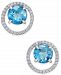Gemstone (1-1/2 ct. t. w. ) and Diamond (1/6 ct. t. w. ) Round Halo Birthstone Stud Earrings in Sterling Silver