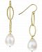Cultured Freshwater Pearl (8-1/2 - 9mm) Chain Drop Earrings in 14k Gold-Plated Sterling Silver