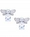 Clear Cubic Zirconia Bumble Bee Earrings in Sterling Silver