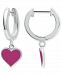Giani Bernini Enamel Heart Dangle Hoop Earrings in Sterling Silver, Created for Macy's