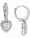 Lab-Created Moissanite Heart Halo Leverback Drop Earrings (2 ct. t. w. ) in 10k White Gold