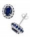 Blue Sapphire (3-7/8 ct. t. w. ) and White Sapphire (1/5 ct. t. w. ) Oval Stud Earrings in 10k White Gold, Created for Macy's