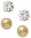 10k Gold Earring Set, Cubic Zirconia (7/8 ct. t. w. ) and Ball Stud Earring Set