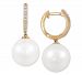 Cultured White Ming Pearl (12mm) & Diamond (1/8 ct. t. w. ) Drop Earrings in 14k Gold
