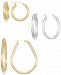 Set of Three Hoop Earrings in 14k Gold, White Gold and Rose Gold Vermeil