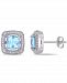 Blue Topaz (2-3/8 ct. t. w. ), White Sapphire (1/8 ct. t. w. ) and Diamond (1/5 ct. t. w. ) Halo Stud Earrings in 10k White Gold
