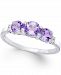Amethyst Three-Stone (1 ct. t. w. ) and Diamond Accent Ring in Sterling Silver
