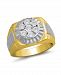 Men's Diamond Two-Tone Cluster Ring (1/5 ct. t. w. ) in Sterling Silver & 18k Gold-Plate