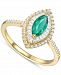 Sapphire (3/4 ct. t. w. ) & Diamond (1/3 ct. t. w. ) Marquise Halo Ring in 14k Gold (Also in Emerald & Ruby)