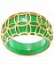 Dyed Green Jade Overlay Ring in 14k Gold-Plated Sterling Silver