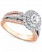 Diamond Double Halo Triple Row Engagement Ring (1 ct. t. w. ) in 14k Rose & White Gold