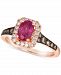 Le Vian Passion Ruby (3/4 ct. t. w. ) & Diamond (1/2 ct. t. w. ) Halo Ring in 14k Rose Gold