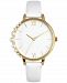 Inc International Concepts Women's White Faux-Leather Strap Watch 38mm, Created for Macy's