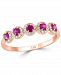 Ruby (1/3 ct. t. w. ) & Diamond (1/6 ct. t. w. ) Five Stone Halo Ring in 14k Rose Gold