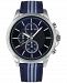Inc International Concepts Men's Blue & White Striped Denim Strap Watch 42mm, Created for Macy's