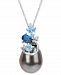 Cultured Tahitian Pearl (9-10mm), Blue Topaz (5/8 ct. t. w. ), & Diamond Accent 17" Pendant Necklace in 14k White Gold