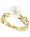 Effy Cultured Freshwater Pearl (8mm) Diamond (1/10 ct. t. w. ) Ring in 14k Yellow Gold