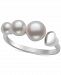 Belle de Mer Cultured Freshwater Button Pearl (4-7mm) Heart Cuff Ring in Sterling Silver