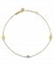 Puff Circle and Disc Anklet in 14k Yellow and White Gold