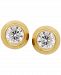 Cubic Zirconia Bezel-Set Stud Earrings in 14k Yellow or Rose Gold