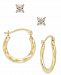 2-Pc. Set Cubic Zirconia Studs and Twisted Hoop Earrings in 10k Gold