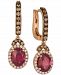 Le Vian Raspberry Rhodolite (2-3/4 ct. t. w. ) & Diamond (3/4 ct. t. w. ) Drop Earrings in 14k Rose Gold