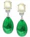 Dyed Green Jade, Mother-of-Pearl, & White Zircon (1/20 ct. t. w. ) Drop Earrings in Sterling Silver