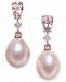 Pink Cultured Freshwater Pearl (8-1/2mm), Morganite (3/4 ct. t. w. ) and Diamond Accent Drop Earrings in 14k Rose Gold