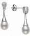 Cultured Freshwater Pearl (6-7mm) & Diamond Accent Drop Earrings in Sterling Silver
