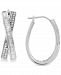 Diamond Baguette & Round Crossover Hoop Earrings (1 ct. t. w. ) in Sterling Silver