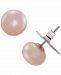 Gray Cultured Freshwater Button Pearl Stud Earrings (9mm) in Sterling Silver (Also in Peach)