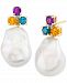 Cultured Freshwater Baroque Pearl (13mm), Multi-Gemstone (1-5/8 ct. t. w. ) & Diamond Accent Drop Earrings in 14k Gold