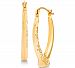Textured Crisscross Oval Hoop Earrings in 14k Gold