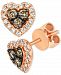 Le Vian Chocolate Diamond (1/5 ct. t. w. ) & Vanilla Diamond (1/6 ct. t. w. ) Heart Halo Stud Earrings in 14k Rose Gold