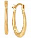 Patterned Small Oval Hoop Earrings in 10k Gold