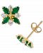 Emerald (3/4 ct. t. w. ) & White Topaz (1/3 ct. t. w. ) Flower Stud Earrings in 10k Gold