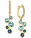 Lali Jewels Blue Topaz (3 ct. t. w. ) & Diamond (1/10 ct. t. w. ) Dangle Hoop Earrings in 14k Gold
