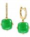 Effy Dyed Green Jade & Diamond (1/6 ct. t. w. ) Hoop Drop Earrings in 14k Gold