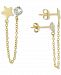 Giani Bernini Cubic Zirconia & Star Double Pierced Chain Drop Earrings in Gold-Plated Sterling Silver, Created for Macy's